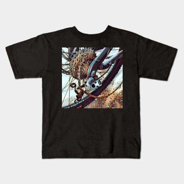 Mountain Bike broken derailer! Damn. Kids T-Shirt by Liana Campbell